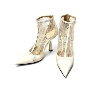 Elegant Jimmy Choo  White Mesh Women's Heels